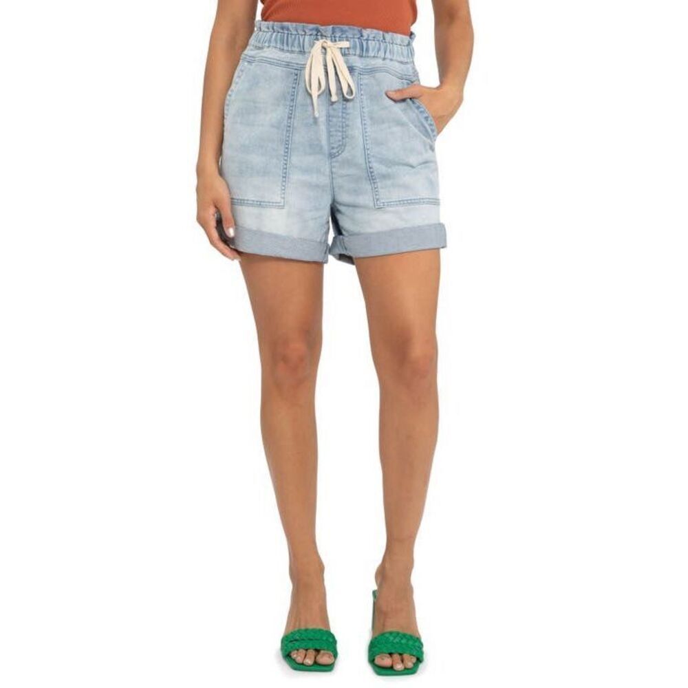 Sanctuary Womens Tourist Drawstring Smocked Denim Shorts Size XXS